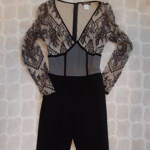 VENUS Black and Gray Lace Jumpsuit